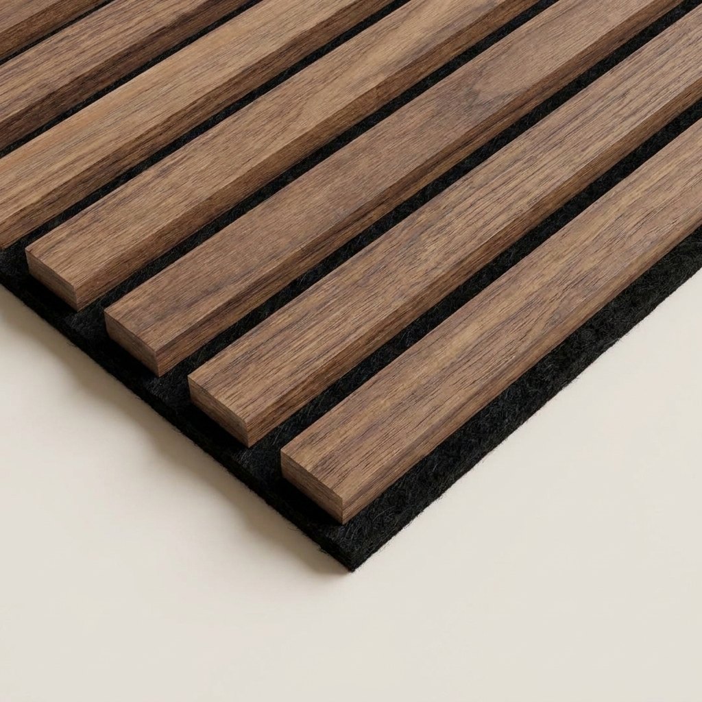 Close view of a Jennifer Slats panel edge with slats on felt