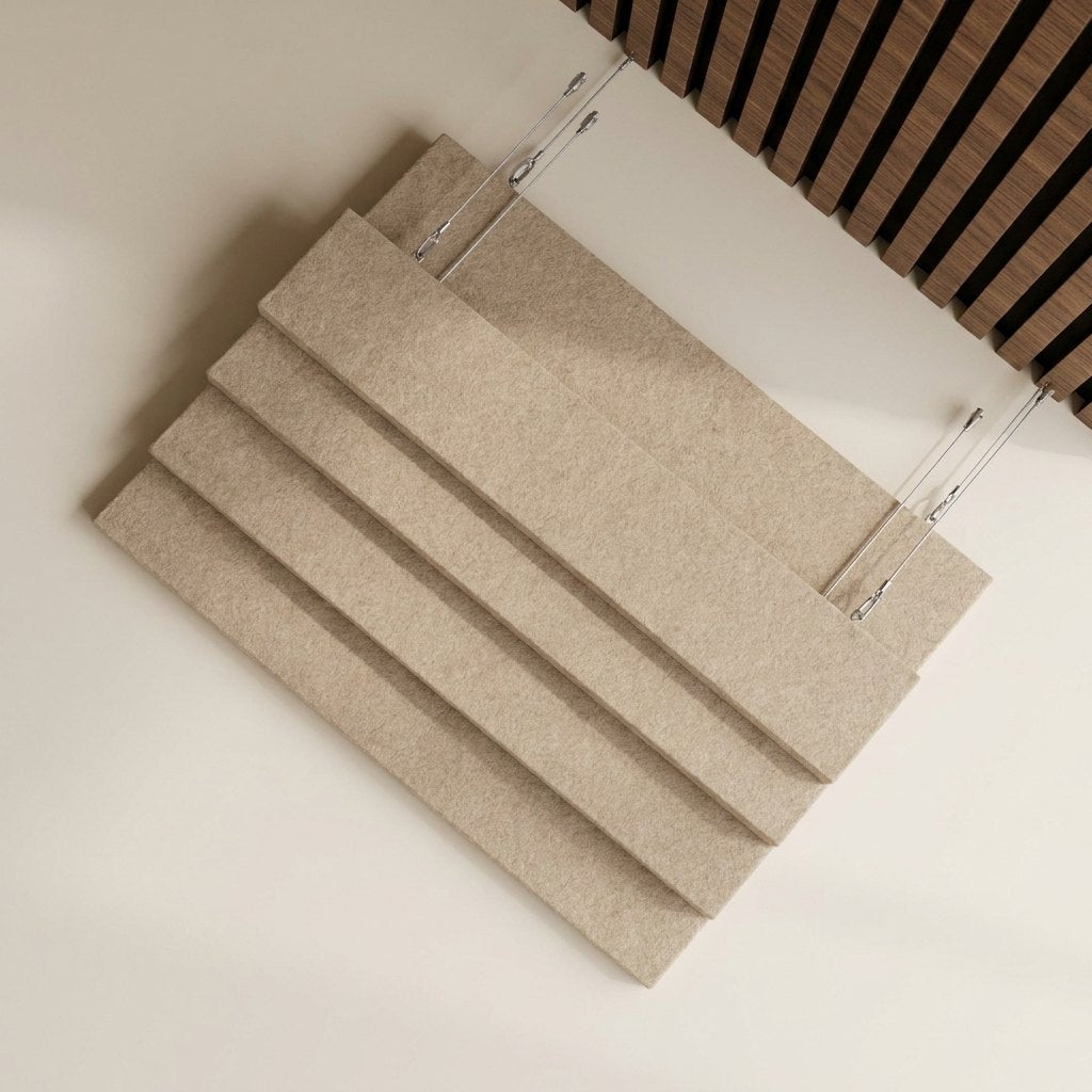 Hanging Felt Ceiling Baffles 120 × 30 cm — Set of 4
