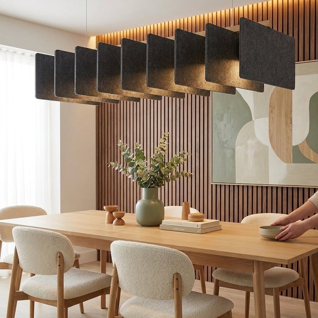 Hanging Felt Ceiling Baffles 120 × 30 cm — Set of 4
