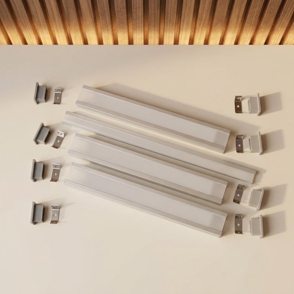 Aluminium LED Channels with Frosted Covers — 4 × 1 m
