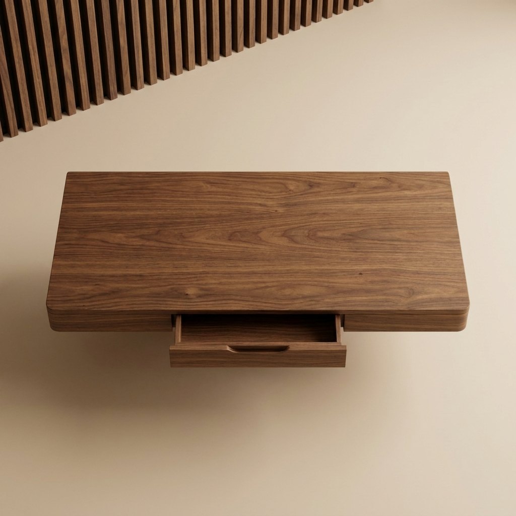 Wall-Hung Desk with Concealed Drawer — 100 cm