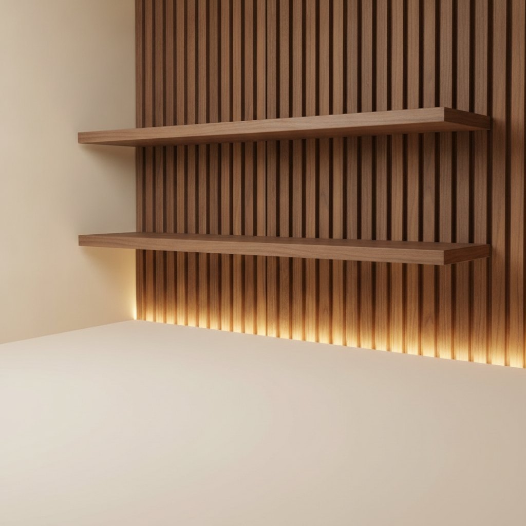 Hidden-Bracket Shelf Duo for Slat Walls